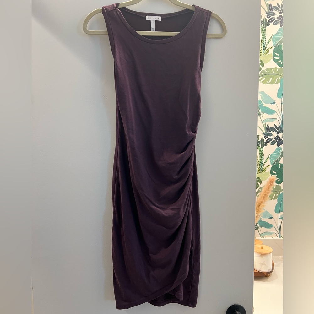 Leith Sleeveless Draped Mini Dress in Deep Purple